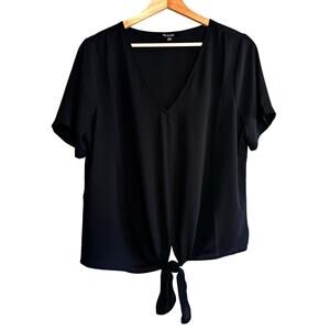 Madewell Black V-Neck Medium Tie Front Top